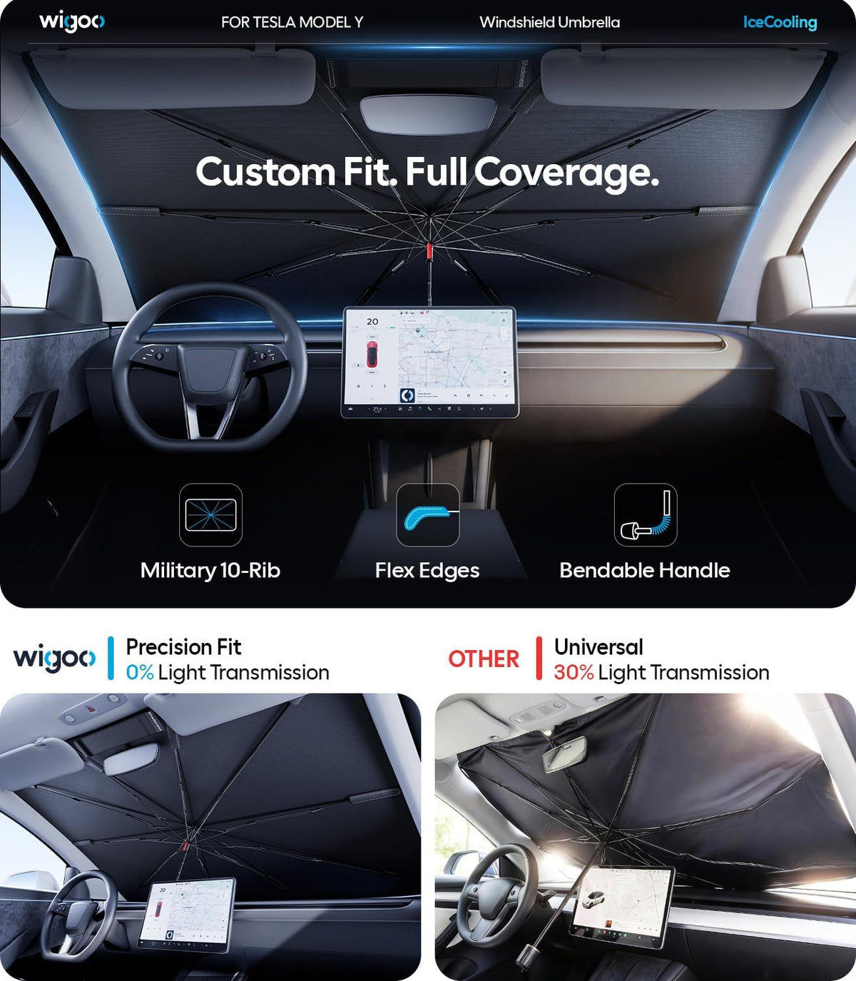 Windshield Sun Shade Umbrella for Tesla Model Y Juniper 2020–2026