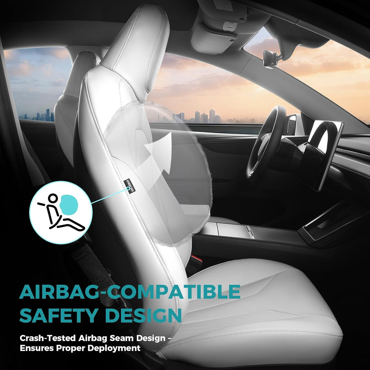 Custom for Tesla Model Y Juniper Seat Covers 2025-2026 White