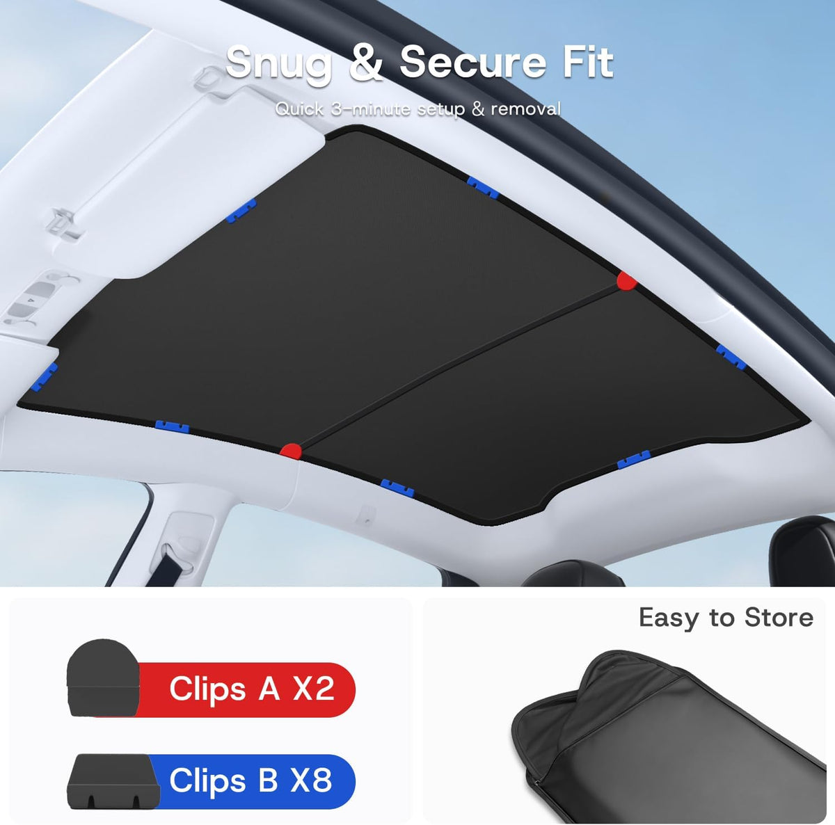 For Tesla Model Y Juniper Sunshade Roof - Graphene Coated Roof Shade, Heat Reduction Glass Cover, Blackout Sun Shield Model Y Juniper 2025 2026 Accessories (Black, Model Y Juniper 2025-2026)