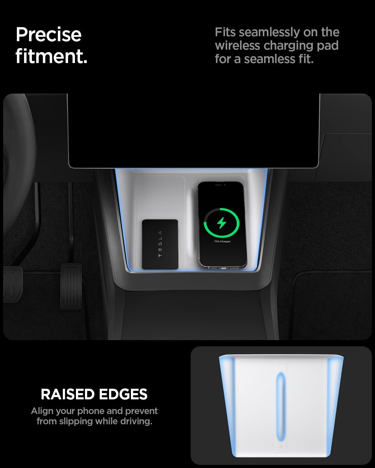 Wireless Charging Pad Cover for Tesla Model Y Juniper/Yl - White