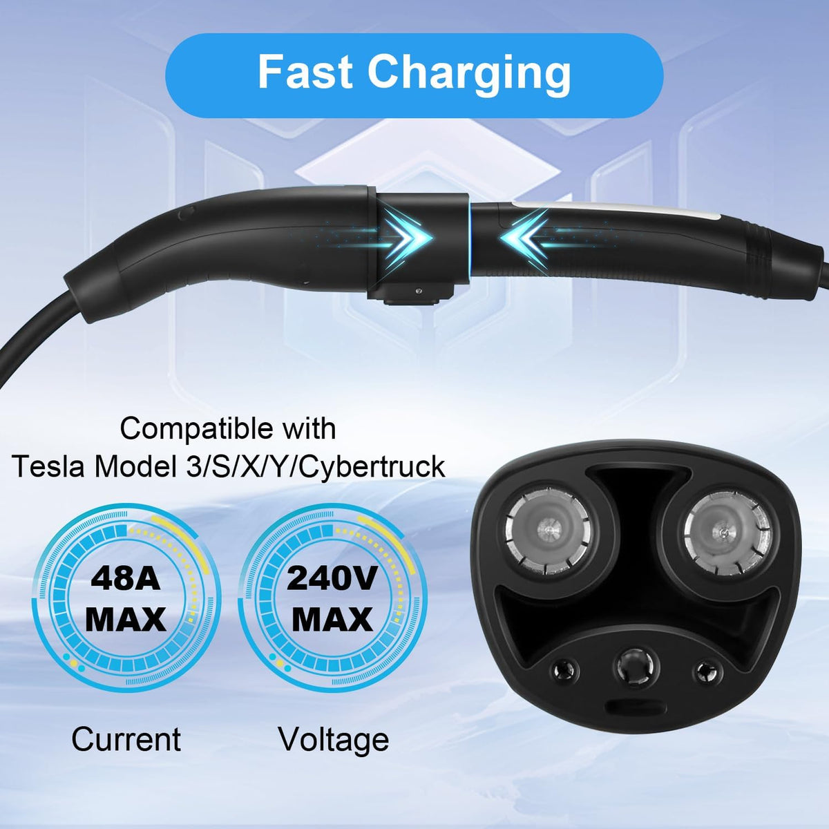 Tesla Charger Extension Cable Compatible with Tesla Model X/Y/3/S, 20Ft EV Charging Extension Cable 110-240V 48A Tesla EV Charger Extension Cords