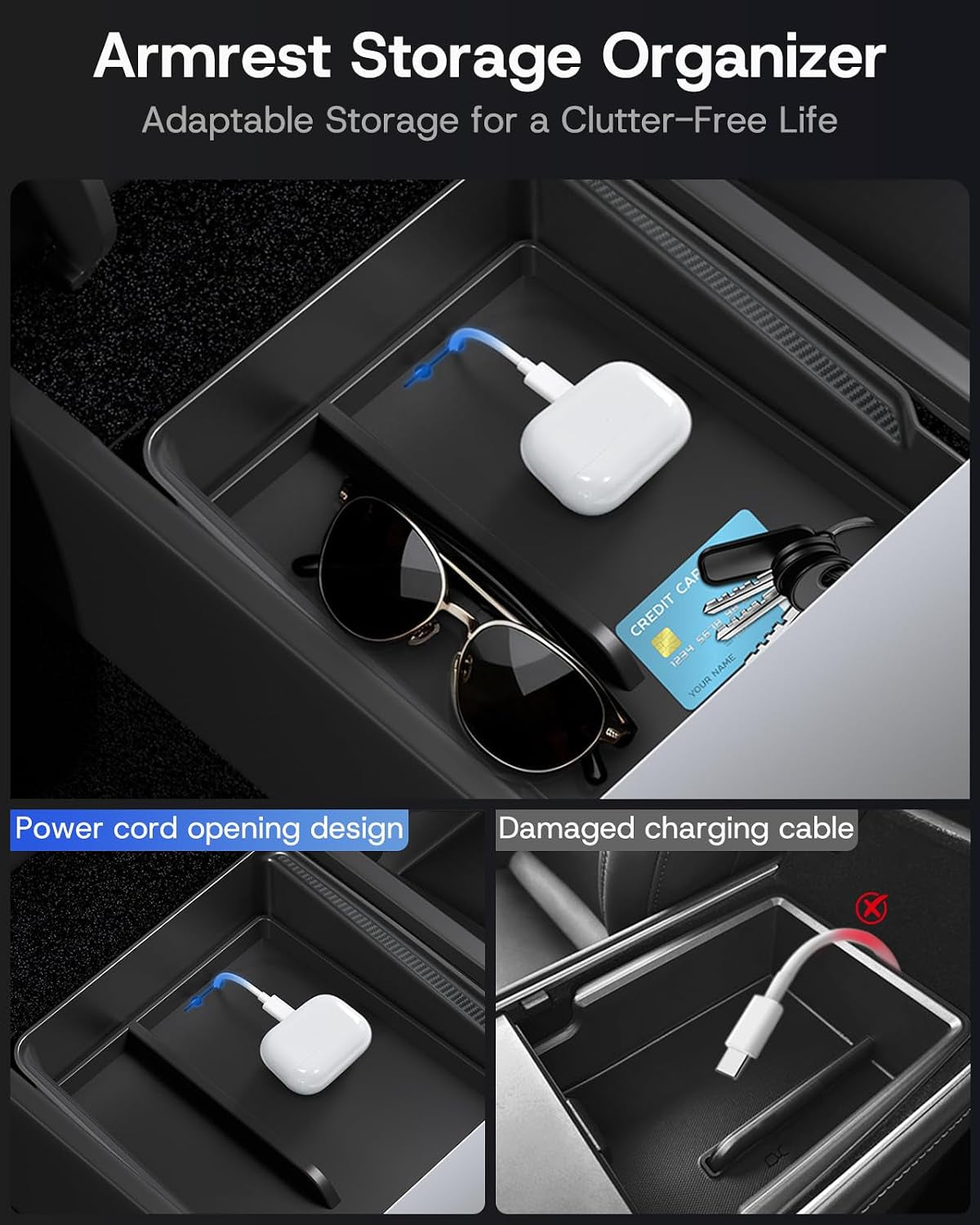 8PCS Center Console Organizer Tray for Tesla Model Y Juniper 2026 2025