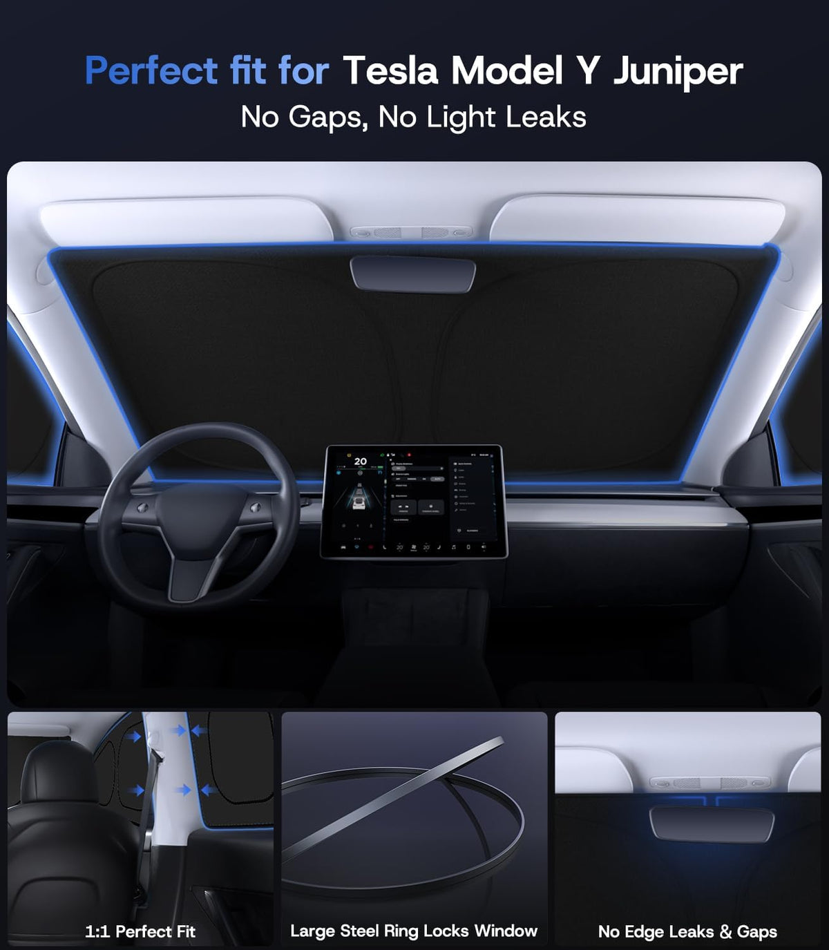Side Window Sunshades for Tesla Model Y Juniper 2025-2026, 8 PCS